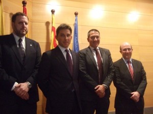 Juan Antonio García Cazorla, nou vicepresident CICAC; Manel Albiac, degà Col·legi Advocats Tarragona; Miquel Sàmper, nou president CICAC i Pedro L.Yúfera, president sortint CICAC.